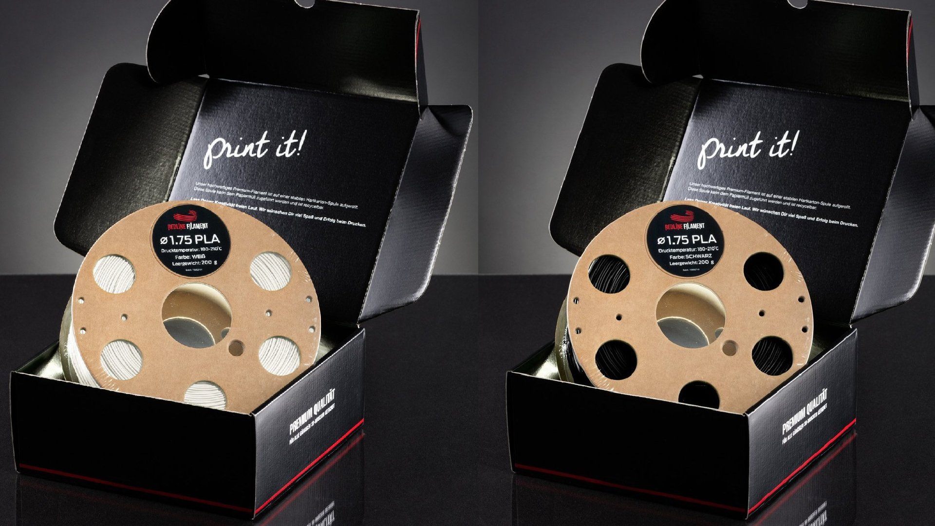 2kg Bundle PET-G (2x1kg) 1,75mm - Black and Black PET-G FILAMENT REDLINE FILAMENT