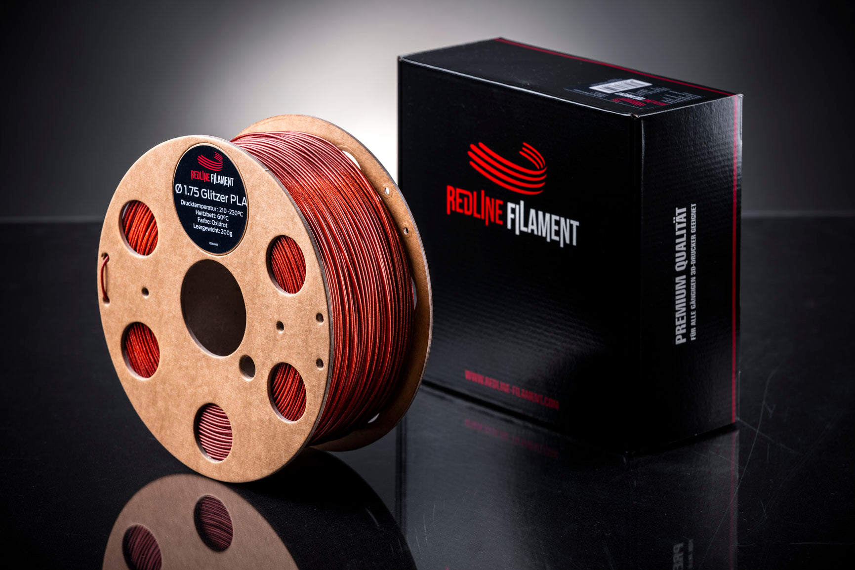 Glitzer PLA Oxidrot (2,85mm)
